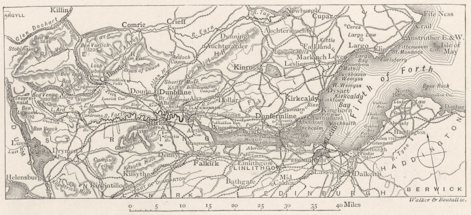 SCOTLAND. The Forth. Sketch map 1901 old antique vintage plan chart